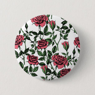 Roses pattern 6 cm round badge
