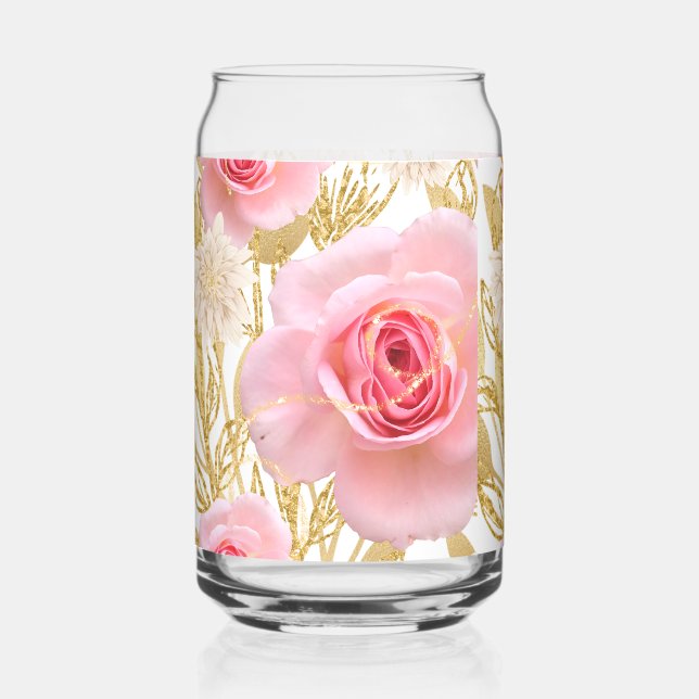 roses pattern can glass (Front)