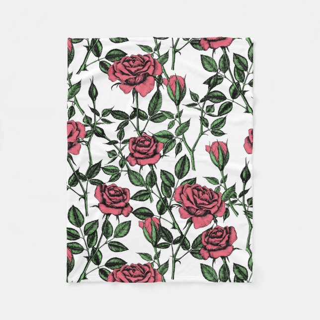 Roses pattern fleece blanket (Front)