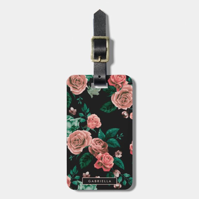 Roses Pattern Luggage Tag (Front Vertical)