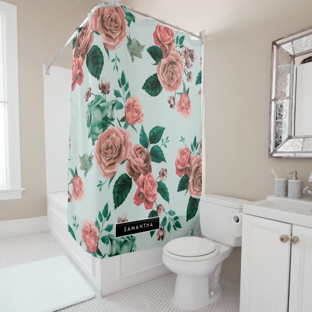 Roses Pattern Shower Curtain (In Situ)