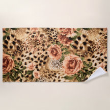 Roses Pattern with Leopard Print Texture