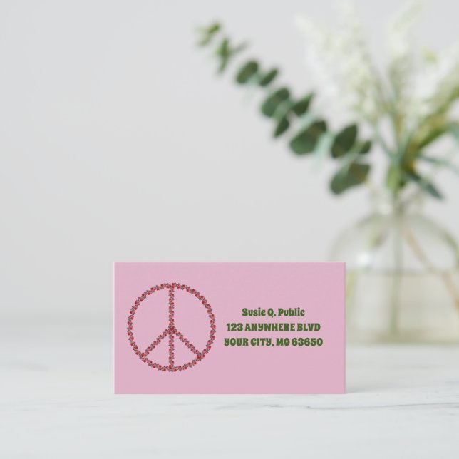 Roses Peace Sign Business Card (Standing Front)