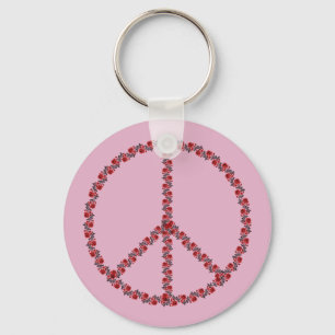 Roses Peace Sign Key Ring