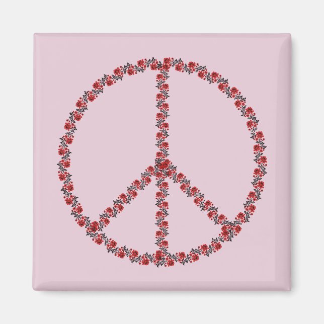 Roses Peace Sign Magnet (Front)
