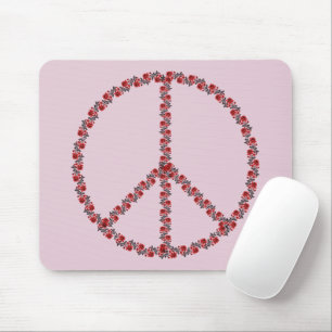 Roses Peace Sign Mouse Mat