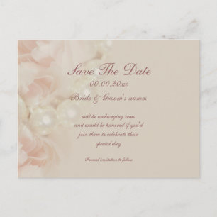 Roses pearls pink save the date invitations