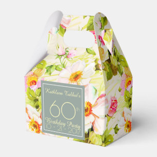 Roses Peonies 60th Birthday Thank You Favour Box