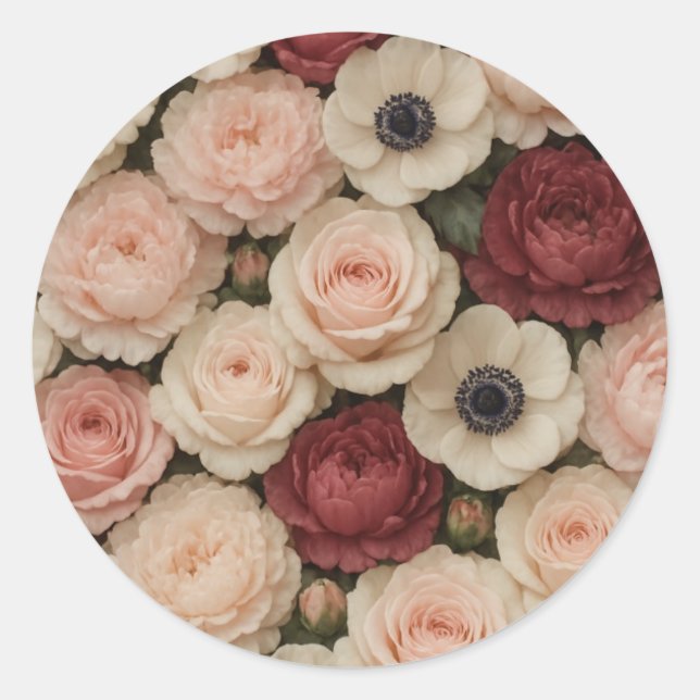 Roses Peonies and Anemones Stickers (Front)