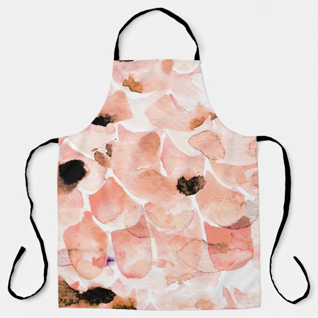 Roses, peony, and leaves, watercolor pattern. apron (Front)