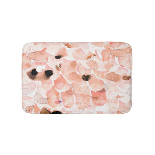 Roses, peony, and leaves, watercolor pattern. bath mat