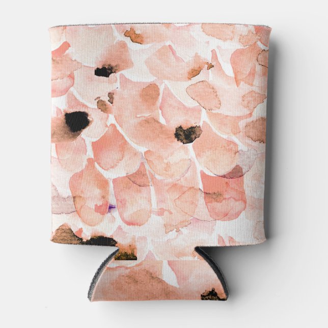 Roses, peony, and leaves, watercolor pattern. can cooler (Front)