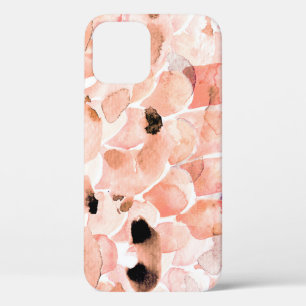 Roses, peony, and leaves, watercolor pattern. iPhone 12 case