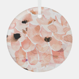 Roses, peony, and leaves, watercolor pattern. glass tree decoration