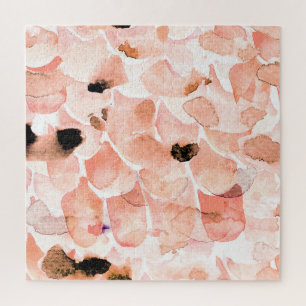 Roses, peony, and leaves, watercolor pattern. jigsaw puzzle