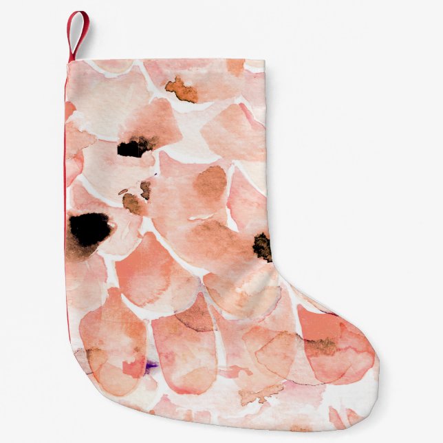 Roses, peony, and leaves, watercolor pattern. small christmas stocking (Front)