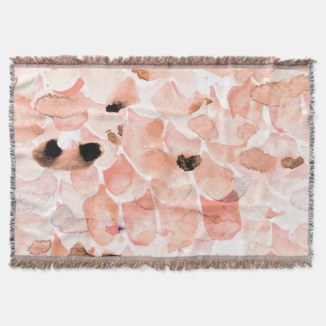 Roses, peony, and leaves, watercolor pattern. throw blanket (Front)