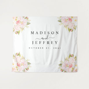 Roses Peony Blush Pink Wedding Backdrop Tapestry