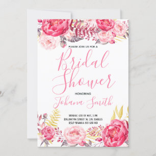 Roses Peony Floral Bridal Shower Invitation
