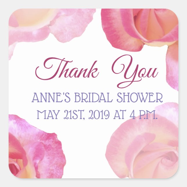 Roses , Photo,  Bridal Shower Stickers (Front)