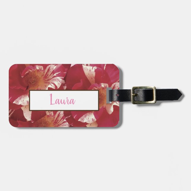 Roses Photo  Luggage Tagleather strap Luggage Tag (Front Horizontal)