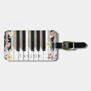 roses piano design luggage tag