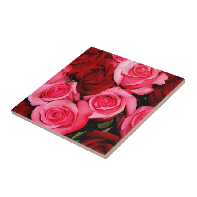 Roses, Pink and Red-Ceramic Tile (Side)