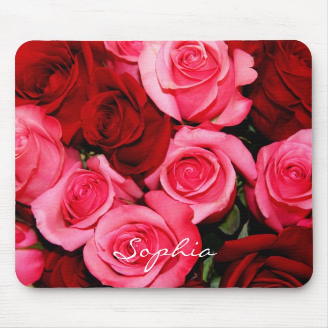 Roses, Pink and Red-Computer Mousepad (Front)