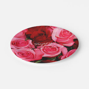 Roses, Pink and Red-Paper Party Plates