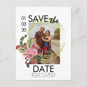 Roses Pink and Red Save The Dates Photo Postcard