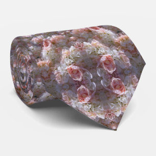Roses Pink and White Neck Tie