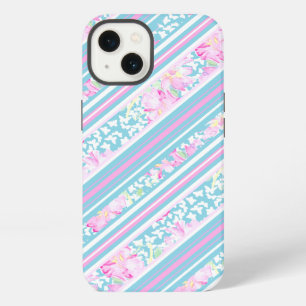 Roses Pink Blue Stripes Samsung Galaxy Note 4 Case