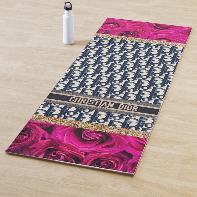  Roses Pink Marble Glitter Yoga Mat (In Situ)