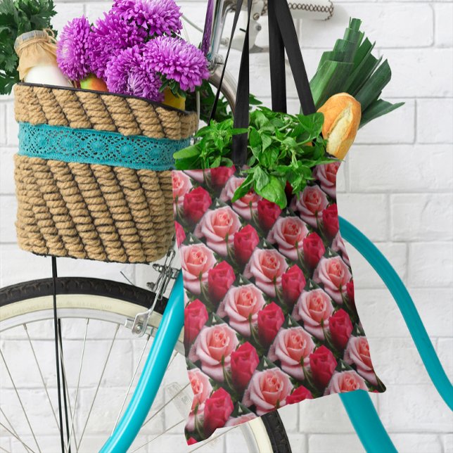 Roses Pink Red Floral Pattern All Over Print Tote Bag (Roses Pink Red Floral Pattern All Over Print Tote Bag)
