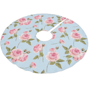 Roses & Polka Dots Pattern Brushed Polyester Tree Skirt