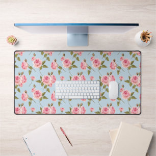 Roses & Polka Dots Pattern Desk Mat