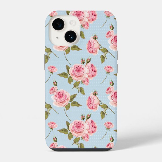 Roses & Polka Dots Pattern iPhone Case (Back)