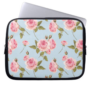 Roses & Polka Dots Pattern Laptop Sleeve