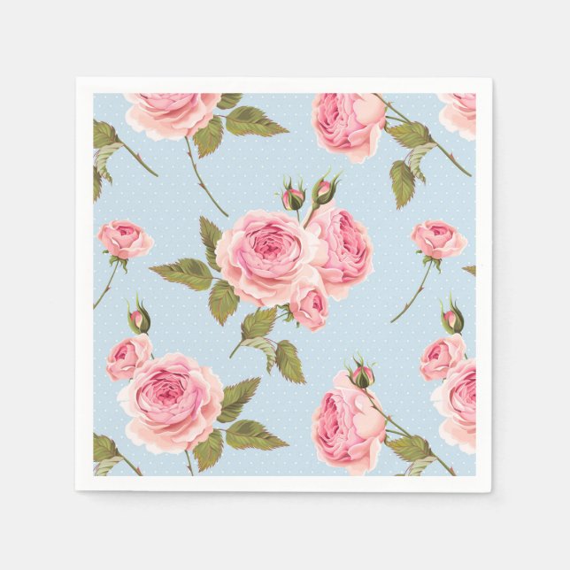 Roses & Polka Dots Pattern Napkin (Front)