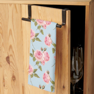 Roses & Polka Dots Pattern Tea Towel