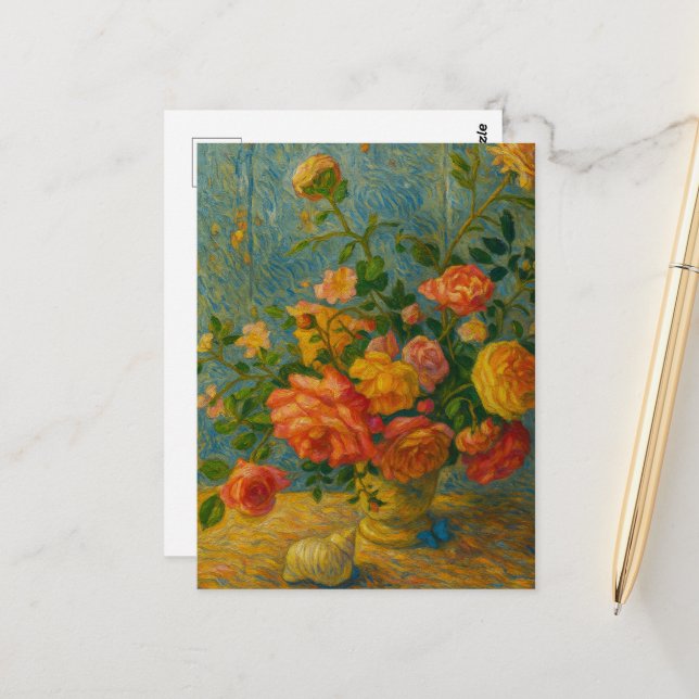 Roses Postcard (Front/Back In Situ)