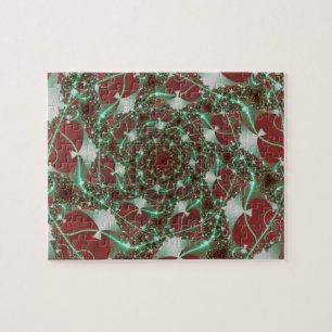 Roses Red and Green Fractal Art Jigsaw Puzzle