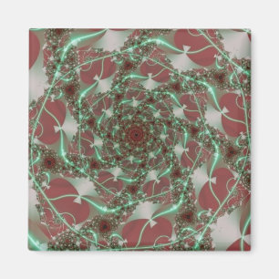 Roses Red and Green Fractal Art Magnet