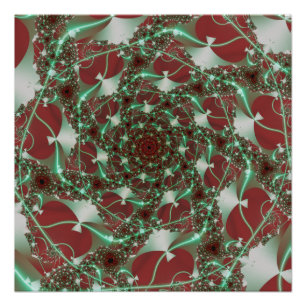Roses Red and Green Fractal Art Poster