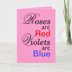 Roses Red Violets Blue Valentine Poem Holiday Card