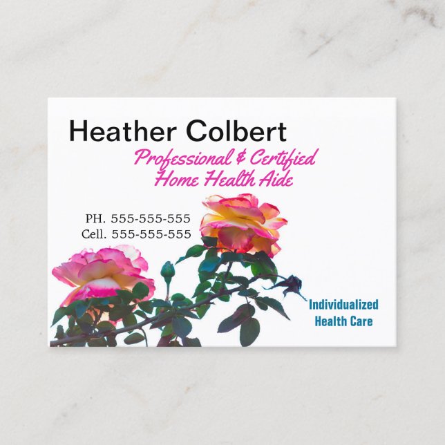 Roses Remembered Beautiful Caregiver Professional Business Card (Front)