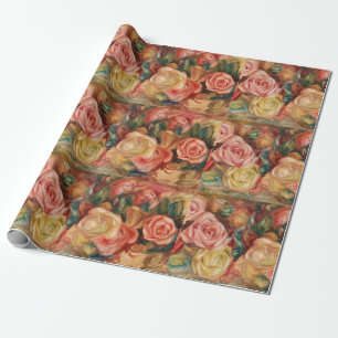 Roses - Renoir Impressionist Paint Wrapping Paper