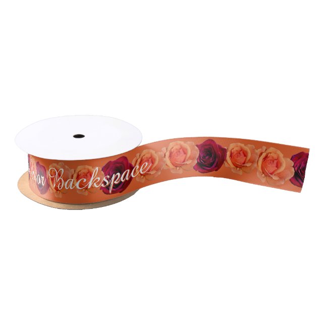 Roses Ribbon Customised Orange Rose Flower Ribbon Satin Ribbon (Spool)