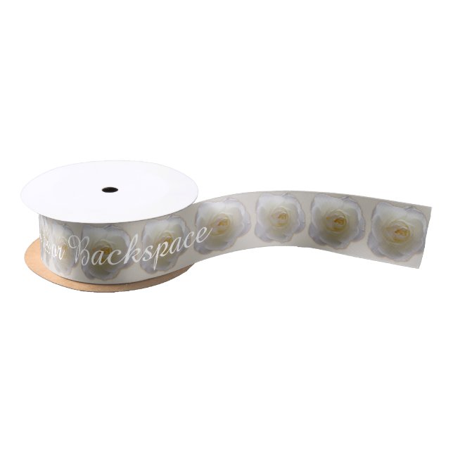 Roses Ribbon Customised White Rose Flower Ribbon Satin Ribbon (Spool)