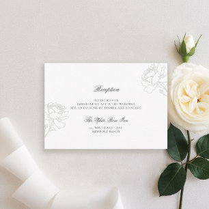 Roses Rich Ivory Black Tie Wedding Reception Enclosure Card